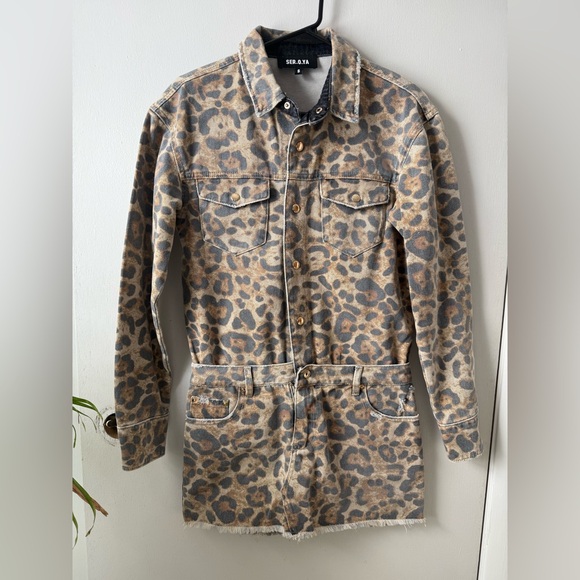 SEROYA LINDA DENIM DRESS, Sz Small - Mini Dress, Animal Print 🐆 - Picture 6 of 9